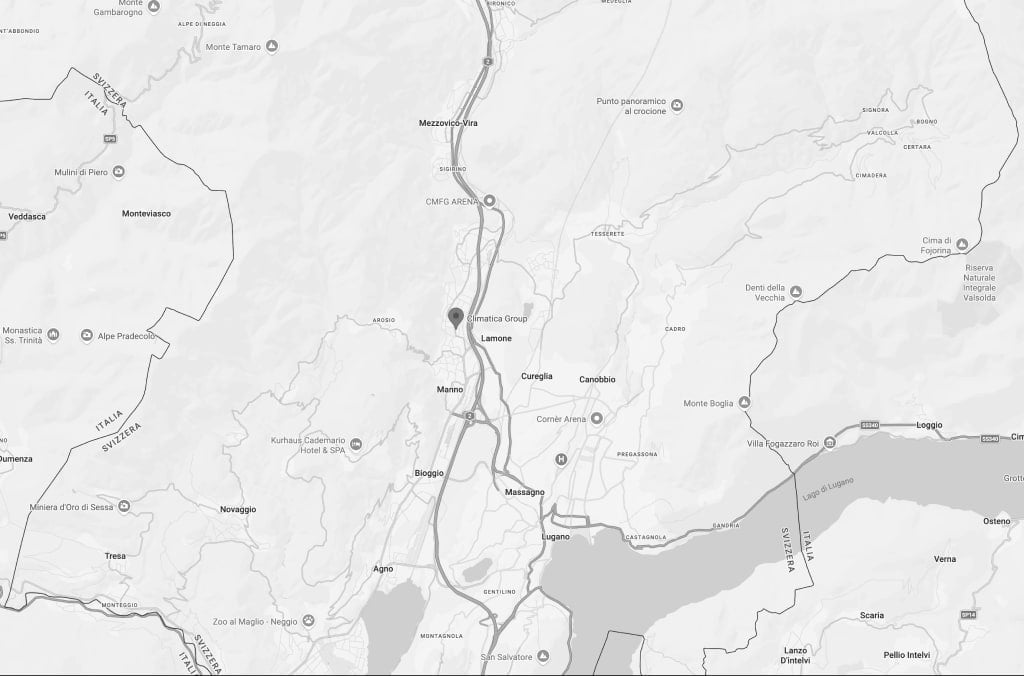 Karte der Region Bedano und Lugano mit dem Standort von Climatica