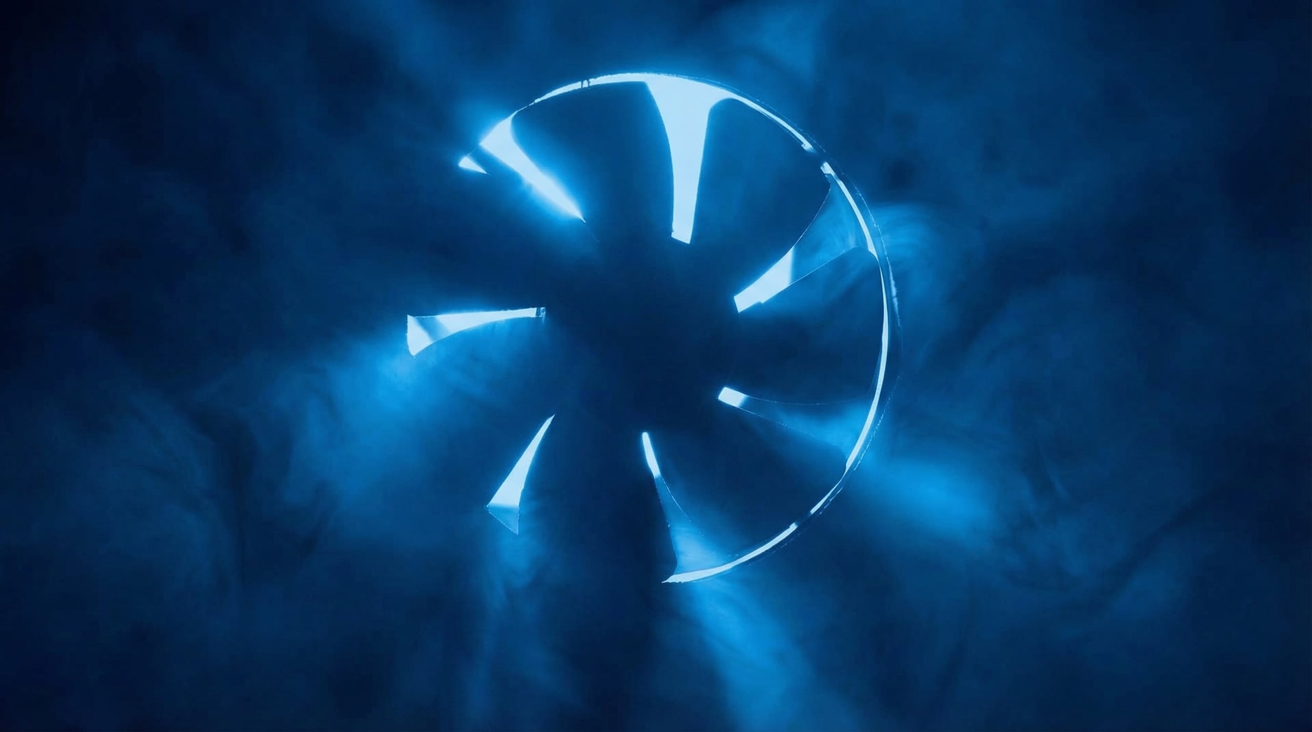 Fan of a system, backlit in blue